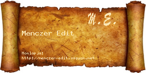Menczer Edit névjegykártya
